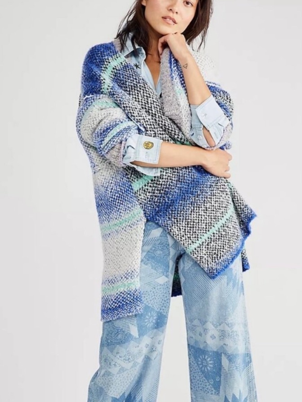 Free People Daydreamer Cardi In Sparkling Seas